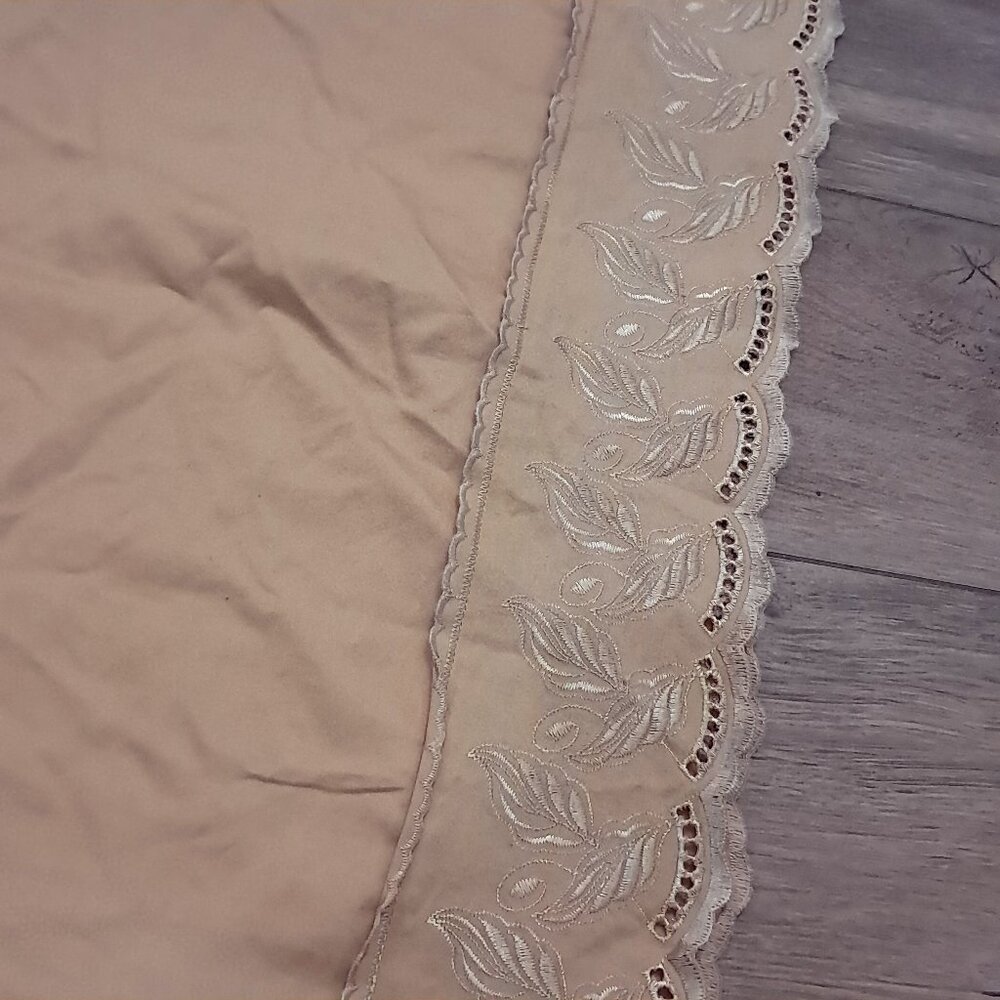 Vintage Waterford Linens Pillowcase KING Yellow Gold Cotton Scalloped Embroidery